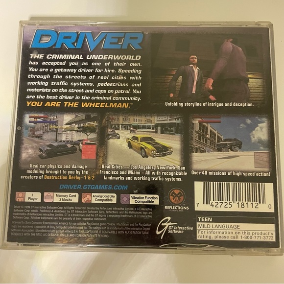 Driver 1 - Sony PlayStation 1 Ps1 Game - Complete CIB Black Label - Tested! - Picture 2 of 4